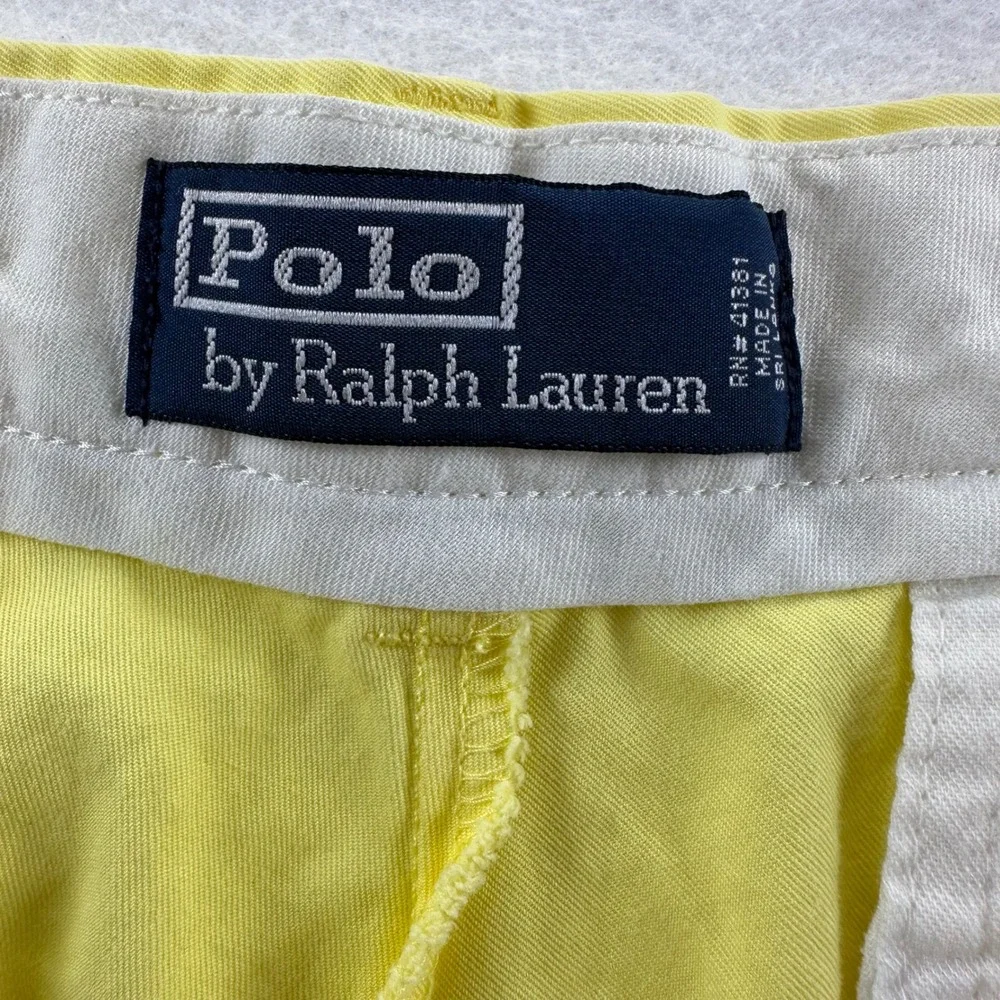 Polo Ralph Lauren Mens Yellow Cotton Chino Shorts Size 30 Preppy Classic Twill